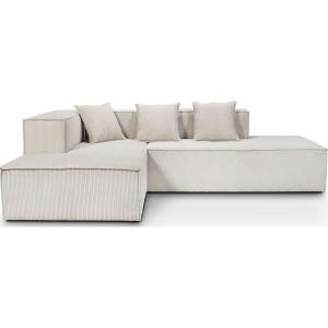 Canapé d'angle 4 places en velours côtelé beige