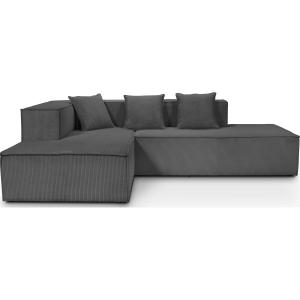Canapé d'angle 4 places en velours côtelé gris