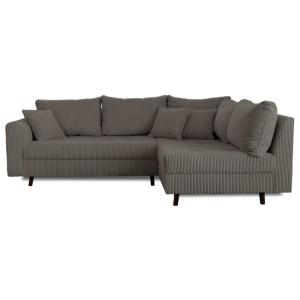 Canapé d'angle 4 places en velours côtelé gris foncé