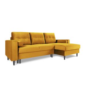 Canapé d'angle 4 places en velours jaune