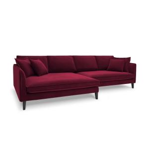 Canapé d'angle 4 places en velours rouge foncé