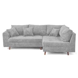 Canapé d'angle 4 places en velours texturé gris