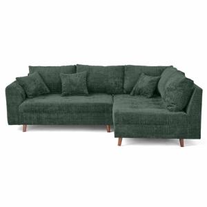 Canapé d'angle 4 places en velours texturé vert