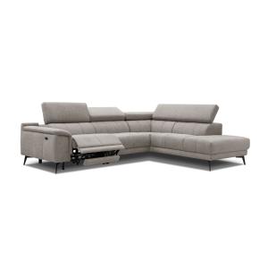 Canapé d’angle 5 places avec 1 fonction relax, beige