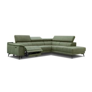 Canapé d’angle 5 places avec 1 fonction relax, vert