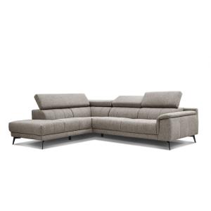 Canapé d’angle 5 places avec appuie-tête réglables, beige…