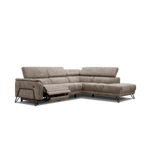 Canapé d'angle 5 places avec un relax électrique tissu beig…