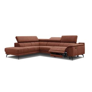 Canapé d'angle 5 places avec un relax électrique tissu roug…