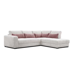 Canapé d’angle 5 places droit, blanc perle