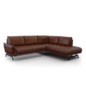 Canapé d'angle 5 places en cuir marron