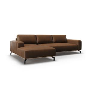 Canapé d'angle 5 places en cuir marron foncé