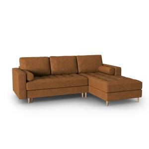 Canapé d'angle 5 places en imitation cuir chameau