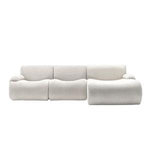 Canapé d'angle 5 places en tissu blanc