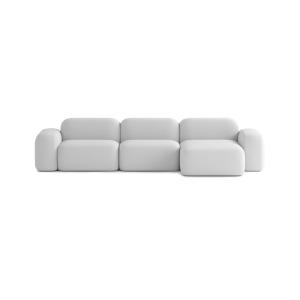 Canapé d'angle 5 places en tissu gris clair