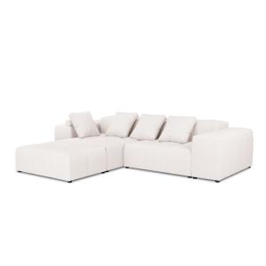 Canapé d'angle 5 places en tissu structuré blanc