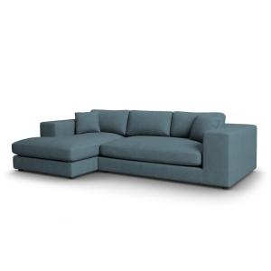 Canapé d'angle 5 places en tissu structuré bleu
