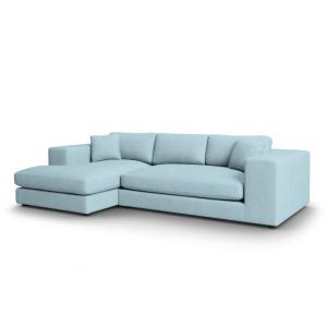 Canapé d'angle 5 places en tissu structuré bleu clair