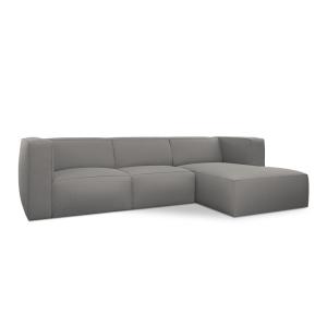 Canapé d'angle 5 places en tissu structuré gris
