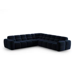 Canapé d'angle 5 places en tissu velours bleu roi