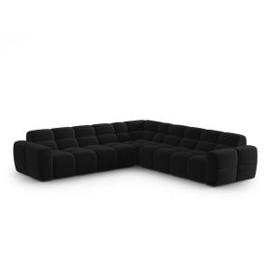 Canapé d'angle 5 places en tissu velours noir