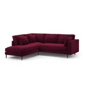 Canapé d'angle 5 places en velours rouge foncé