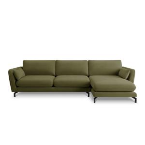 Canapé d'angle 5 places en velours vert