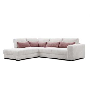 Canapé d’angle 5 places gauche, blanc perle