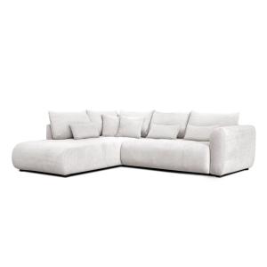 Canapé d'angle 5 places, tissu ecru