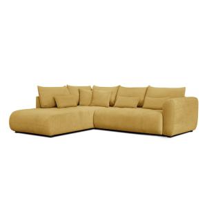 Canapé d'angle 5 places, tissu jaune