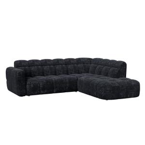 Canapé d'angle 6 places en tissu noir
