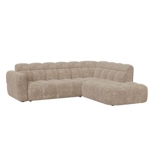 Canapé d'angle 6 places en tissu taupe