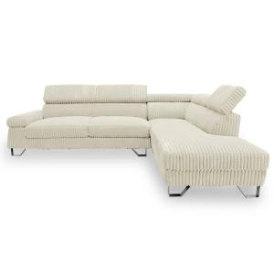 Canapé d'angle à droite avec têtières relevables velours cô…