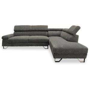 Canapé d'angle à droite avec têtières relevables velours cô…