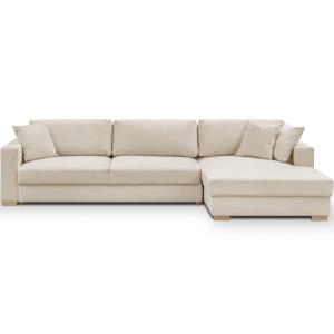 Canapé d'angle à droite convertible 5 places en tissu cheni…