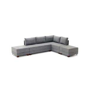 Canapé d'angle à droite modulable tissu gris
