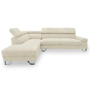 Canapé d'angle à gauche avec têtières relevables velours cô…