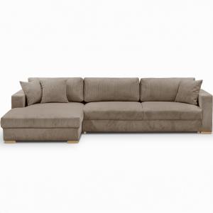 Canapé d'angle à gauche convertible 5 places en velours côt…