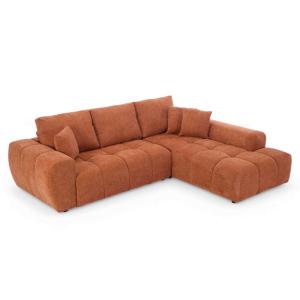 Canapé d'angle avec méridienne droite en tissu 3 places ter…