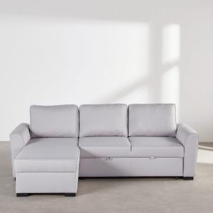 Canapé d'angle convertible 3/4 places gris