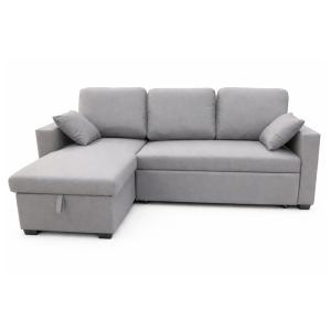 Canapé d'angle convertible 3 places avec coffre en tissu gr…