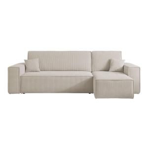 Canapé d'angle convertible 3 places beige clair