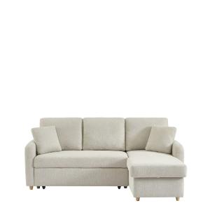 Canapé d'angle convertible 3 places en tissu avec coffre -…