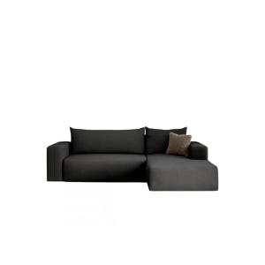 Canapé d'angle convertible 3 places en tissu noir