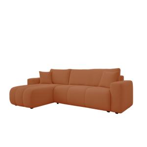 Canapé d'angle convertible 3 places en tissu terracotta hyd…