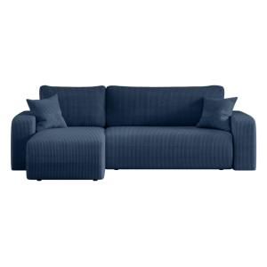 Canapé d'angle convertible 3 places en velours cotelé bleu…