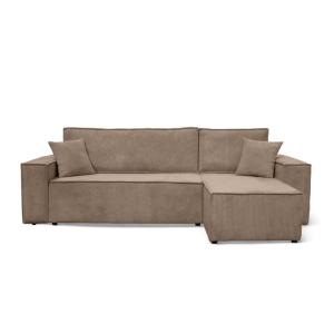 Canapé d'angle convertible 3 places en velours cotelé taupe…