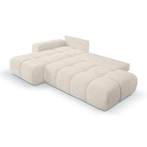 Canapé d'angle convertible 4 places - Beige - Droit