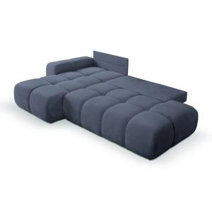 Canapé d'angle convertible 4 places - Bleu - Gauche