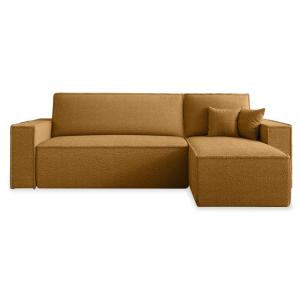 Canapé d'angle convertible 4 places bouclette jaune moutard…