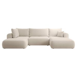 Canapé d'angle convertible 4 places en bouclette beige